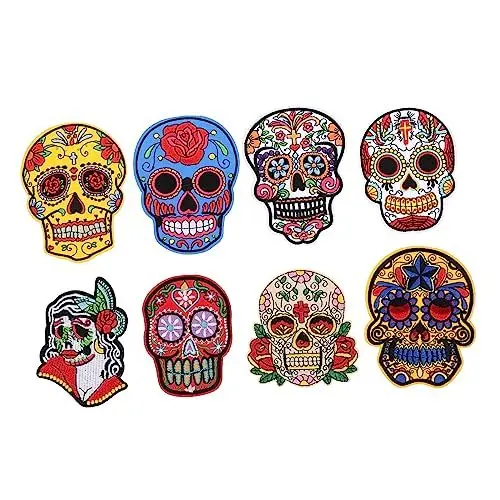 Produktbild: VILLFUL 8-teilige Stickapplikationen Stilvolle Patches Polyester-kleidungspatch-ornamente Kleidungspatches Für Rucksäcke Und Jacken Diy-stickgarn-herstellung Feine Verarbeitung Design