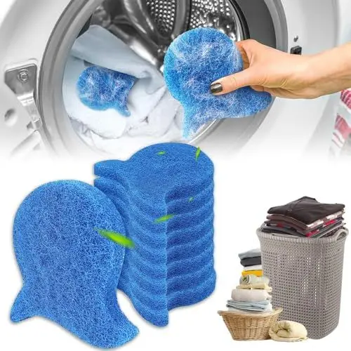 Produktbild: 8-teiliger Waschmaschine Fusselfänger Tierhaarentferner Waschmaschine Katzenhaarentferner Waschmaschine anti Fusselbälle Waschmaschine geeignet für Wäschetrockner und Waschmaschinen (blau)