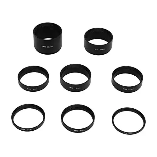 Produktbild: Estink 8-teiliges M48x0,75 Brennweiten-Verlängerungsrohr-Set, Beseitigen von Fokusproblemen, 3 5 7 10 12 15 20 30-mm-Verlängerungsring, für Astronomische Teleskopfotografie