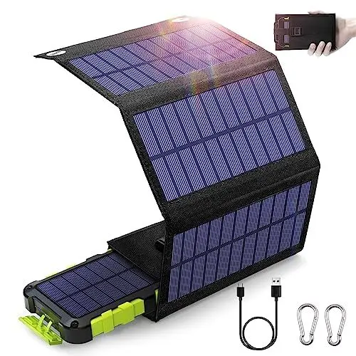 Produktbild: 8W Solarpanel mit Solar Powerbank 20000 mAh, PD15 W USB C Solar Ladegerät mit 3 Ausgänge 2 Eingänge, Outdoor Wasserdichtem Power Bank Solarpanel Kompatibel für Smartphones, Tablets und mehr