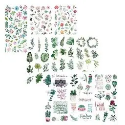 Produktbild: 9 Blatt Sticker Fotoalbum, Rub Ons, Blumen Pflanzen Sticker, Verschiedene Muster, Selbstklebend, Wasserdicht, Anti-Falten