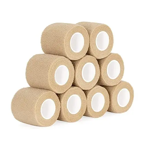 Produktbild: 9 Roll Selbstklebender Verband 5cm x 4,5m Haftbandage Selbsthaftende Bandage Pet Vet Wrap für Katze, Hund, Pferd Kohäsive Bandage Elastische Binde Handgelenke Cohesive Pflasterverband (Hautfarbe)