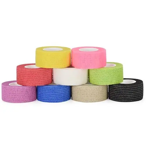 Produktbild: 9 Rollen Fingerpflaster Selbsthaftend Pflaster Rolle 2,5cm x 4,5m Verband Selbstklebend Selbsthaftende Bandage Fingerverband Elastische Fixierbinde Haftbandage für Finger Hund Selbstklebender Verband