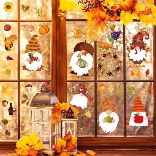 Produktbild: 9 Sheet Fensterdeko Herbst Fenster Aufkleber, Herbst Erntedankfest Fensteraufkleber, Thanksgiving Fenster Aufkleber, Herbst Fensterbilder Thanksgiving Fenster Dekorationen