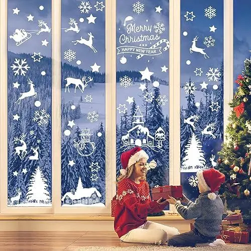 Produktbild: 9 Stück Fensterbild Weihnachten Selbstklebend,Fensterdeko Weihnachten,Fenstersticker Weihnachten,Weihnachts Fensterdeko,Weihnachtsdeko Fensterbilder,Weihnachtsdeko für Fenster