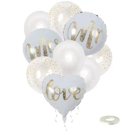 Produktbild: 9 Stück Folienballon Hochzeitsdeko, Hochzeitsdeko Set, Mr und Mrs Hochzeit Buchstaben Folienballon, Luftballons Hochzeit für Hochzeitsfeier, Heiratsantrag Partyschmuck