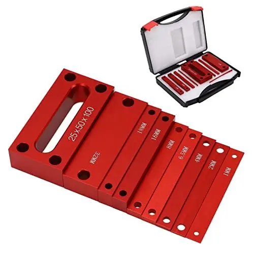 Produktbild: 9 Stück Höhenmessblöcke aus Aluminiumlegierung für Holzbearbeitungs-Setup-Stangen, Laserwaage, Aufbewahrungsbox für Fräsmaschinen-Tischkreissäge