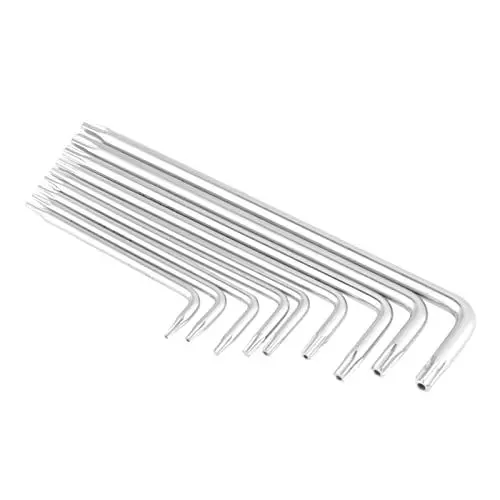 Produktbild: 9 Stück L-förmiger Inbusschlüssel Torx T6 T7 T8 T9 T10 T15 T20 T25 T27 Schlüssel Sternschlüssel L Typ Schraubenschlüssel Universalschlüssel für Fahrrad Auto Haushaltsgeräte Reparaturwerkzeug