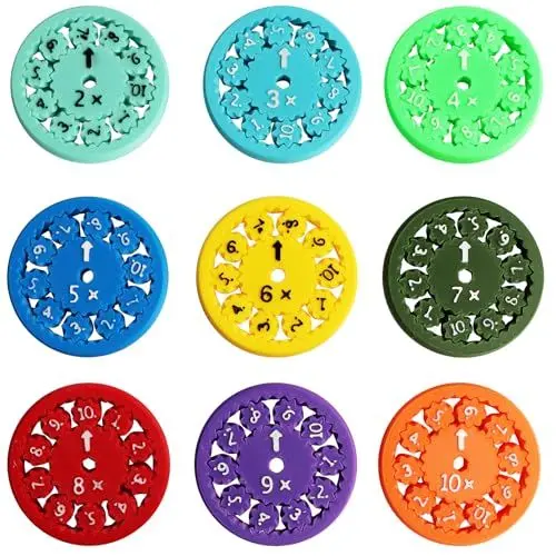 Produktbild: 9 Stück Mathe Fidget-Spinners, Math Facts Fidget-Spinner, Math Fact Finger Spinner Sensorisches Spielzeug，Lindert Stress-Zappel-Lernspiel-Spielzeug,Mathe-Lernspielzeug (Multiplizieren und Dividieren)