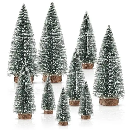 Produktbild: 9 Stück Mini Weihnachtsbaum Mini Weihnachtsbaum Künstlicher Mini Grün Tannenbaum Klein Weihnachtsdeko für Tischdeko DIY Schaufenster 10/15/20CM