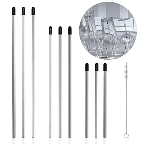 Produktbild: 9 Stück Spülmaschineneinsatz kompatibel mit SodaStream Flaschen Edelstahl Flaschenhalter für Spülmaschine für Alle Gängigen Geschirrkorb, mit Silikonkappe, 3 Größen, 27cm, 23cm, 15cm
