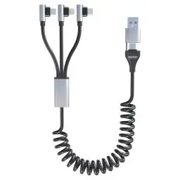 Produktbild: 90 Grad Spiralkabel USB C auf Lightning Apple Carplay Kabel & MFi Zertifiziert, USB A/C auf Lightning Kabel Kurz mit Datenübertragung, Multi USB Kabel (Typ C nicht für iPad & iPhone 15 Carplay)