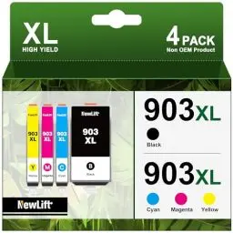 Produktbild: NewLift 903XL Multipack Druckerpatronen Kompatibel für HP 903XL HP 903 für HP Officejet Pro 6970 6960 für Officejet 6950 6960 All-in-One-Drucker (‎‎‎‎‎‎‎Schwarz Cyan Magenta Gelb, 4er-Pack)