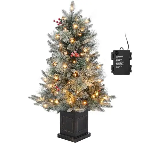 Produktbild: 90cm Weihnachtsbaum Künstlich Premium Weihnachtsbaum mit 78 Warmweiß LEDs - Batteriebetrieben Künstlicher Weihnachtsbaum mit 8 Einstellbare Modi, Weihnachtsbaum mit Dichte Zweige (1)