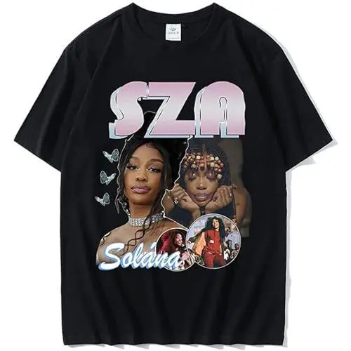 Produktbild: 90S Rapper Sza Good Days Graphic Print T-Shirt Streetwear Men Shrink-Proof Cotton 100% Harajuku Tshirt Simple Hip Hop Style Tees Black 3XL