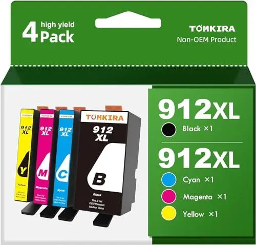 Produktbild: 912XL Druckerpatronen Multipack Kompatibel für HP 912 Druckerpatronen Kompatibel für HP OfficeJet Pro 8022 8024 8025 8023 Kompatibel für HP OfficeJet 8012 8014 8015(1 Schwarz 1 Cyan 1 Magenta 1 Gelb)