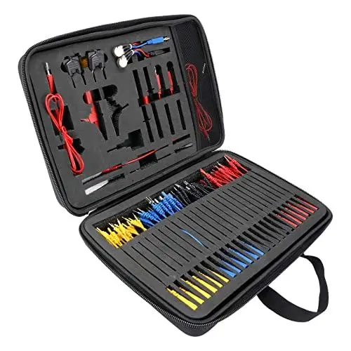 Produktbild: 92 Teilig Kabelkoffer Prüfkabel Prüfspitzen für KFZ Fehlerdiagnose, Test Lead Kit, Multimeter Test Leads Kit, Multimeter Sonden Kit Fehlerdiagnose Testkabel Werkzeugkoffer Kabelsatz für Multimeter