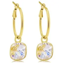 Produktbild: 925 Gold Creolen Charm Anhänger Damen-Ohrringe 925 Sterling NOBEL SCHMUCK