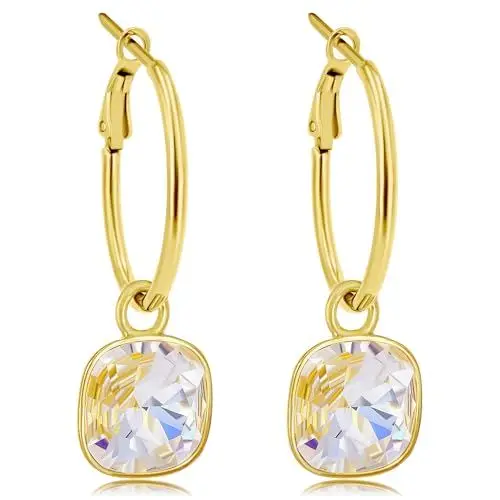 Produktbild: 925 Gold Creolen Charm Anhänger Damen-Ohrringe 925 Sterling NOBEL SCHMUCK