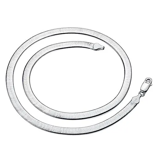 Produktbild: 925 Silber Halskette 4 mm Schlangenkette Männer & Frauen Paar Sterling Silber Schmuck Klingenkette Praktisches Design und langlebig