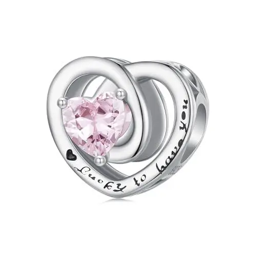 Produktbild: 925 Sterling Silber Charms für Pandora Armbänder, Herz Perlen-Charm Geschenkschmuck zum Erntedankfest für Frauen und Mädchen