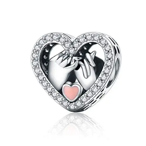Produktbild: Geschenke für Frauen Anhänger Charm aus 925er Sterlingsilber, Herzform mit Händen, Liebes-Anhänger, kompatibel mit Pandora-Armband, Schmuckgeschenk