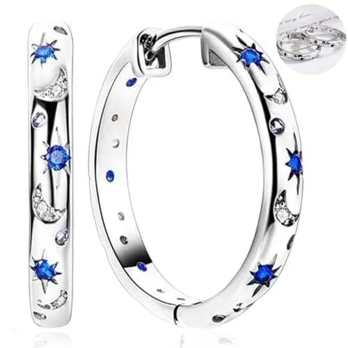Produktbild: 925 Sterling Silber Ohrringe, 1 Paar Hypoallergene Ohrringe für Mädchen,Kleine Creolen Hypoallergene für Damen