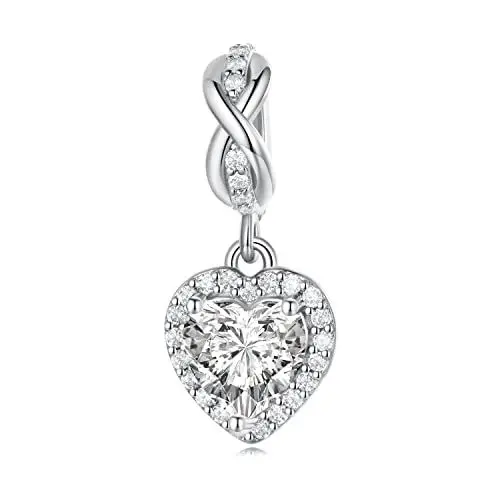 Produktbild: 925er Sterling silber Charms Anhänger für Pandora Armbänder, Herz Zirkonia Charm Anhänger Schmuck geschenk für Frauen Mädchen