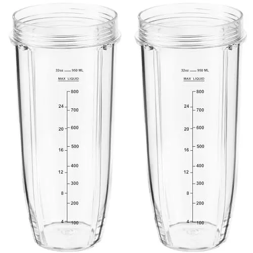 Produktbild: 950ml Becher Ersatzteile kompatibel mit Nutri Ninja Mixer Smoothie Maker CB350EU BN800EU BN750EU BN495EU BN701 BN800 BN801 BL450 BL480, Mixer Zubehör Aufsatz Tassen für Ninja Küchenmaschine (2Pcs)