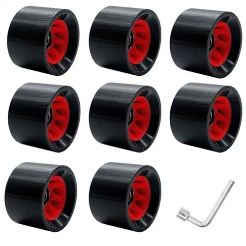 Produktbild: 95A Quad-Rollschuh-Räder, 58 x 39 mm, mit eingebauten ABEC-9-Lagern für doppelreihiges Skating, Quad-Skates, Zubehör für den Außen-/Innenbereich (schwarz),8pack