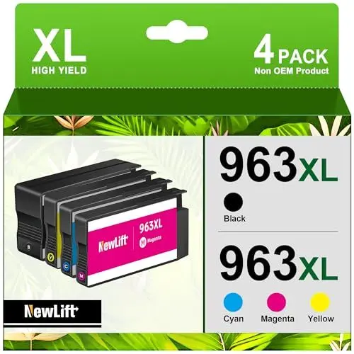 Produktbild: NewLift 963XL 963 XL Druckerpatronen Kompatibel für HP 963 Multipack für HP officejet Pro 9010 9012 9015 9013 9014 9016 9019 9020 9025(‎‎‎‎‎‎‎Schwarz Cyan Magenta Gelb, 4er-Pack)