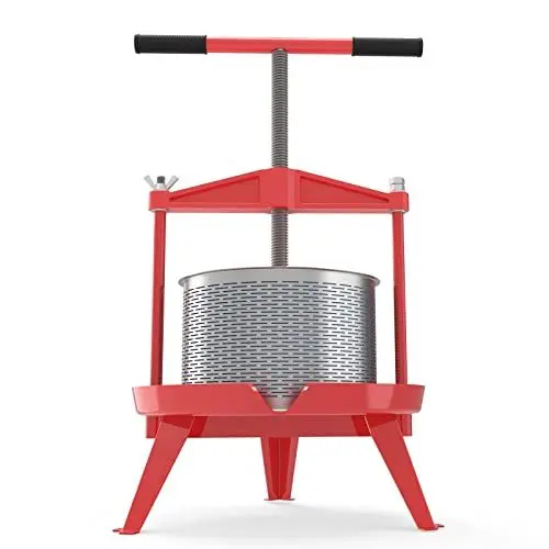 Produktbild: 9L Spindel Obstpresse Apfelpresse Fruchtpresse aus Edelstahl mit T-Griff für Selbst Gemachten Natürlichen Saft, Traube, Beere, Apfel, Fruchtpresse Weinpresse