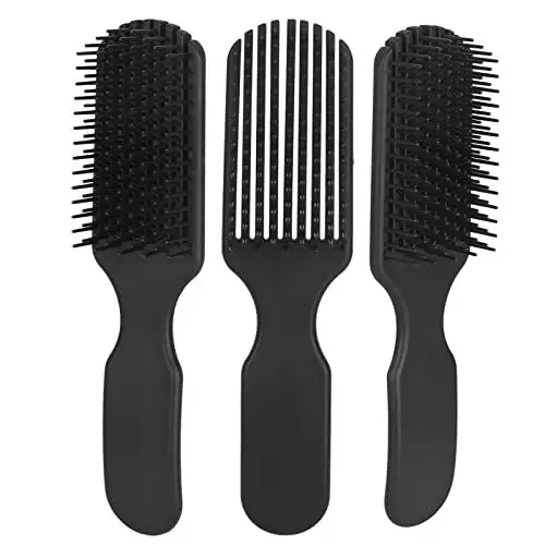 Produktbild: 9-reihige Haarbürste, Breites Zahndesign, Haarstyling-Entwirrungsbürste, Kompakt und Leicht, Ergonomischer Griff für Zuhause und Reisen