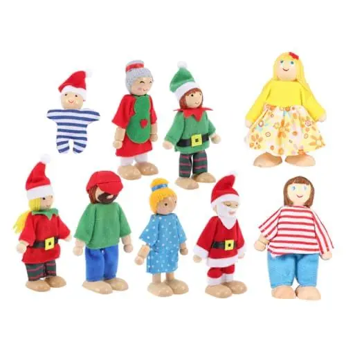 Produktbild: 9St Puppe doll Funny Toys Bühnenspielzeug Erzählspielzeug Fantasiespielzeug Fun Toy Mini-Weihnachtsmenschen Rollenspielspielzeug Weihnachtsspielzeug Holz Vaguelly