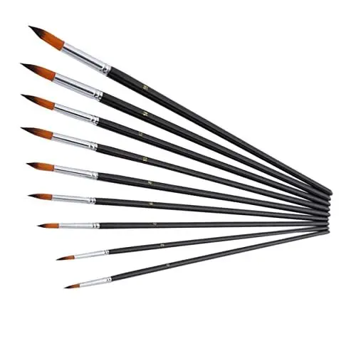 Produktbild: 9St Zubehör für Aquarellmalerei Farbe unterschiedlicher Größe Aquarellpinsel Masse Malutensilien Bambus Black SEWOART