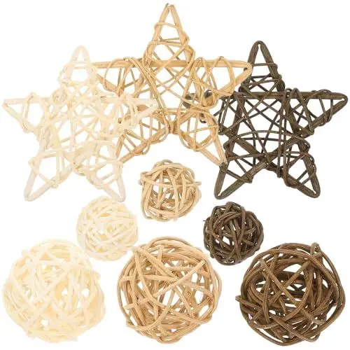 Produktbild: TOPBATHY 9st Sepak Takraw Natürliche Weidenkugeln Deko-korbbälle Wohnakzente Weidenkugeln Für Weihnachtsbaum DIY-Rattan-kugelimitat Christbaumkugel Dekorativ Plastik Konfetti Haushalt