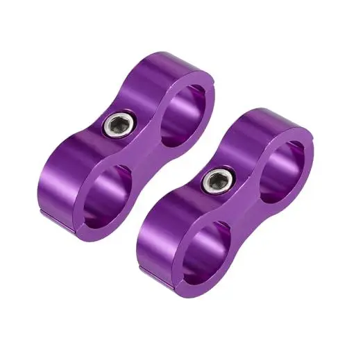 Produktbild: A ABSOPRO 2pcs Auto AN8 16mm Schlauch Separator Klammer Halterung Aluminiumlegierung Lila
