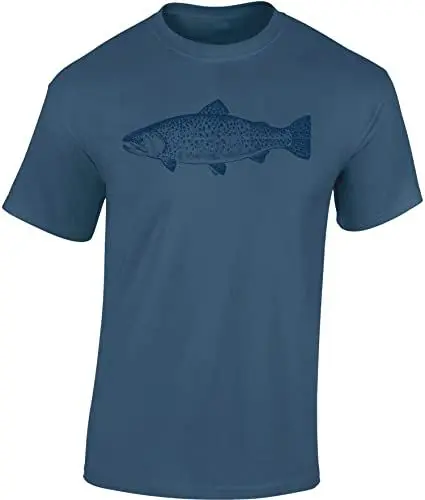 Produktbild: Angel T-Shirt Herren : Forelle - Angler Shirt Männer - Angelkleidung Zubehör Geschenke (Blau 4XL)