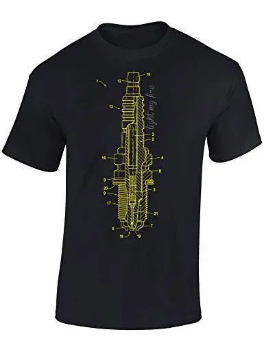 Produktbild: (A) Auto Tuning T-Shirt für Herren: Zündkerze - Light My fire - Motorsport Shirt Männer - Mechaniker & Autoliebhaber Geschenke (Schwarz 3XL)