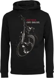 Produktbild: (A) Biker Hoodie Herren - Chopper : One Man One Engine - Motorrad Pullover Männer - Geschenk Motorradfahrer - Motorrad Bekleidung Set Zubehör (S)