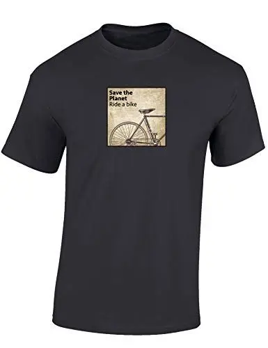 Produktbild: (A) Fahrrad T-Shirt Herren : Save The Planet, Ride a Bike - Sport Tshirts Herren - Rennrad Zubehör (Mouse Grey M)
