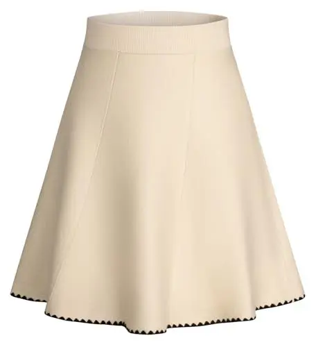 Produktbild: Damen Rock Kurzer Rock mit Gummizug und Hoher Taille Rock Damen Knielang Aprikose S
