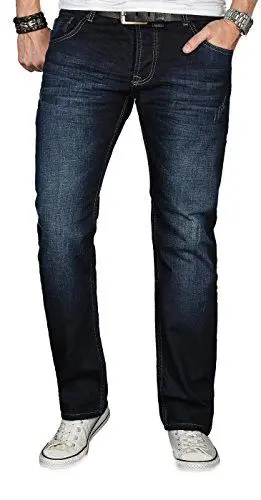 Produktbild: A. Salvarini Designer Herren Jeans Hose Jeanshose Regular Comfort gerades Bein, 38W / 32L, Night Blue