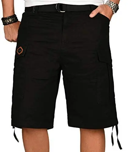 Produktbild: A. Salvarini Herren Designer Cargo Shorts Cargoshorts Kurze Hose Gürtel AS-133 (AS-133-Schwarz-W38)
