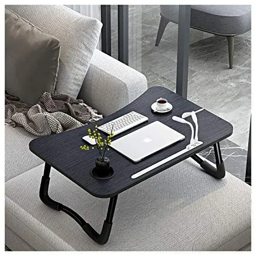Produktbild: A3A ACADGQ Laptoptisch, Laptop Betttisch Klappbar, Notebook Tisch mit 4 USB Ladeanschluss, Schublade, PAD Ständet, Cup Slot, für Bett, Sofa, Boden (60 x 40 cm, Schwarz)