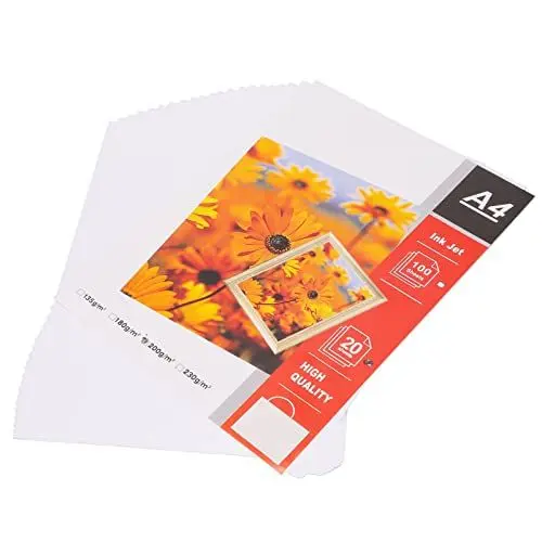 Produktbild: Drucker-Fotopapier, Mattes Fotopapier für Tintenstrahldrucker, Glänzendes Druckerpapier für Fotodruck, Dokumentenproduktion, 8,3 X 11,7 Zoll, 20 Blatt, Hochweiß