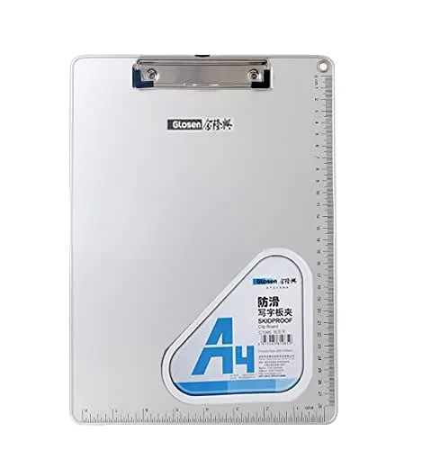 Produktbild: A4 Metall Klemmbrett, Anti-Rutsche Rückseite, Gummierter Metalklemme, Hartfaser Schreibbrett mit Aufhängeose, Papierhalter Clipboard, Stabil Schick, Aluminiumlegierung Schreibplatte TKD8053-A4-1x