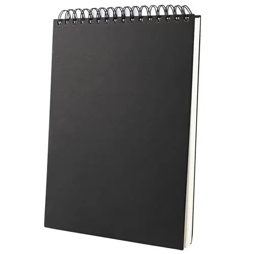 Produktbild: A4 Skizzenbuch, 160 g/m² Skizzenbuch mit Spiralbindung, 60 Blatt / 120 Seiten Sketchbook, Hochwertiges Zeichenbuch, Skizzenbuch für Profis geeignet für Malerei und Skizzieren, Schwarze Abdeckung