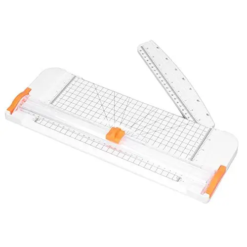 Produktbild: A4-Papierschneider, Freies Schneiden in Mehreren Winkeln, Faltbares Lineal, Kerbendesign, Kohlenstoffstahl, ABS-Kunststoff (WHITE)