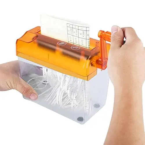Produktbild: A6 tragbarer Hand-Aktenvernichter, manueller Aktenvernichter, tragbarer Aktenvernichter, Mini-Papierschneidemaschine mit 1L Korb, tragbarer Handkurbel-Aktenvernichter, Desktop-Papiervernichter